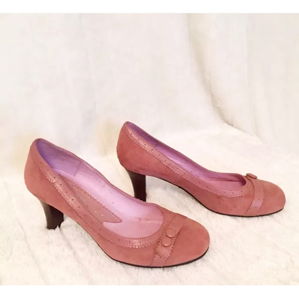 🌸 NWT FORLERIA Italian Suede Mary Jane Pumps – Vintage Feminine Rose • Size 37